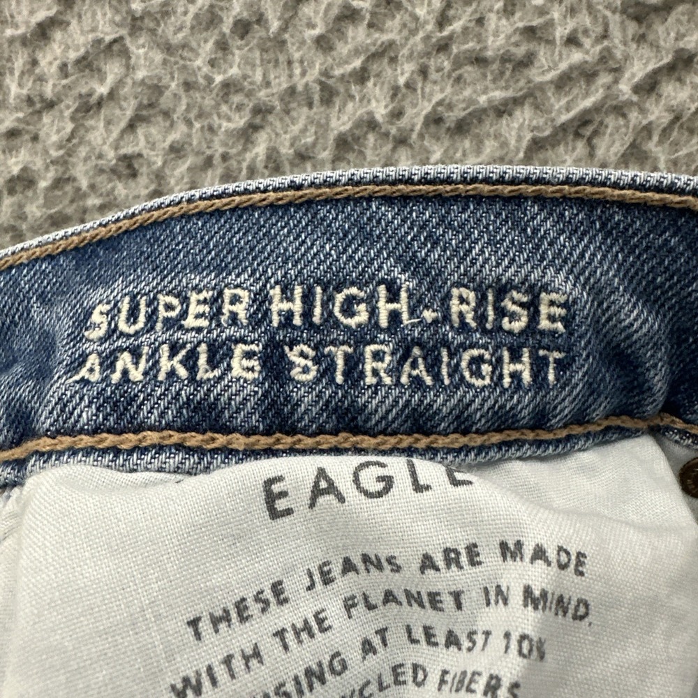American Eagle Super High‎ Rise Ankle Straight Jeans Stretch Boho Women's 4 x 27 - Picture 4 of 9